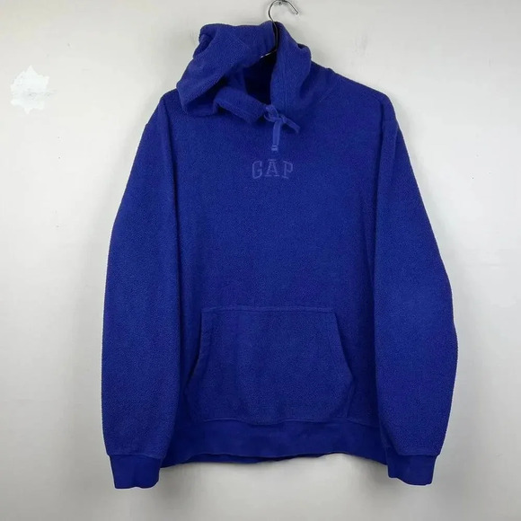 GAP Cozy Blue Fleece Hoodie - Size Medium - Picture 1 of 3